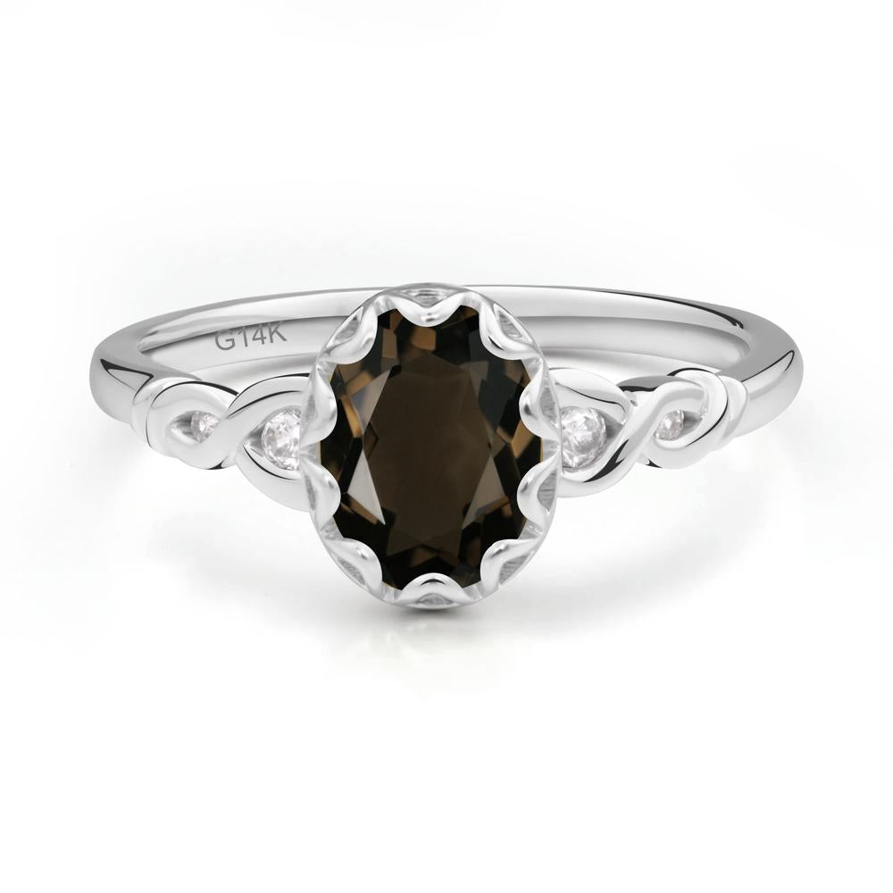 Vintage Smoky Quartz Oval Cut Engagement Ring - LUO Jewelry #metal_14k white gold