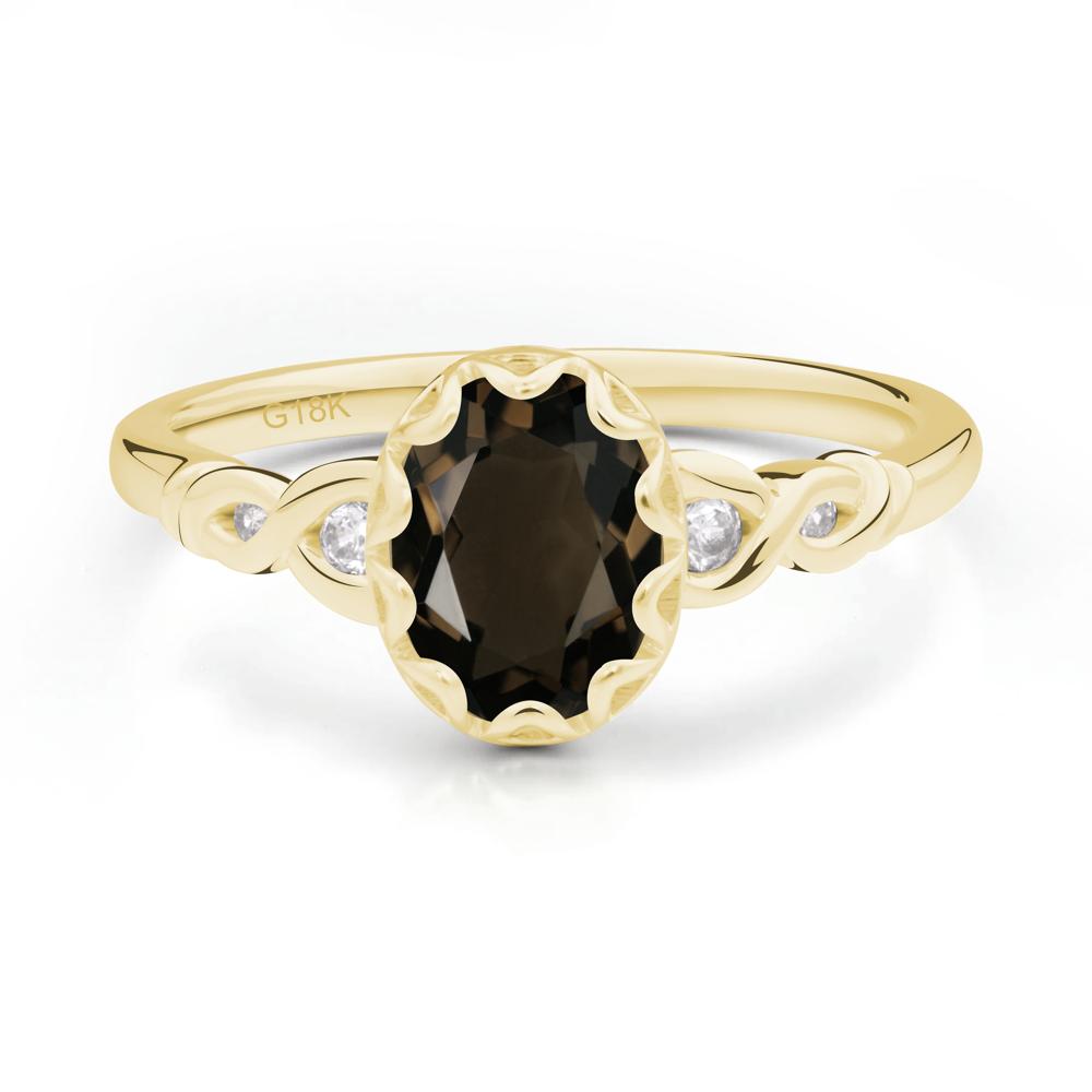 Vintage Smoky Quartz Oval Cut Engagement Ring - LUO Jewelry #metal_18k yellow gold