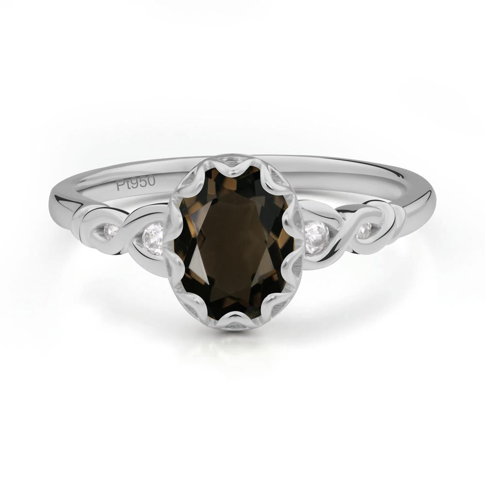 Vintage Smoky Quartz Oval Cut Engagement Ring - LUO Jewelry #metal_platinum