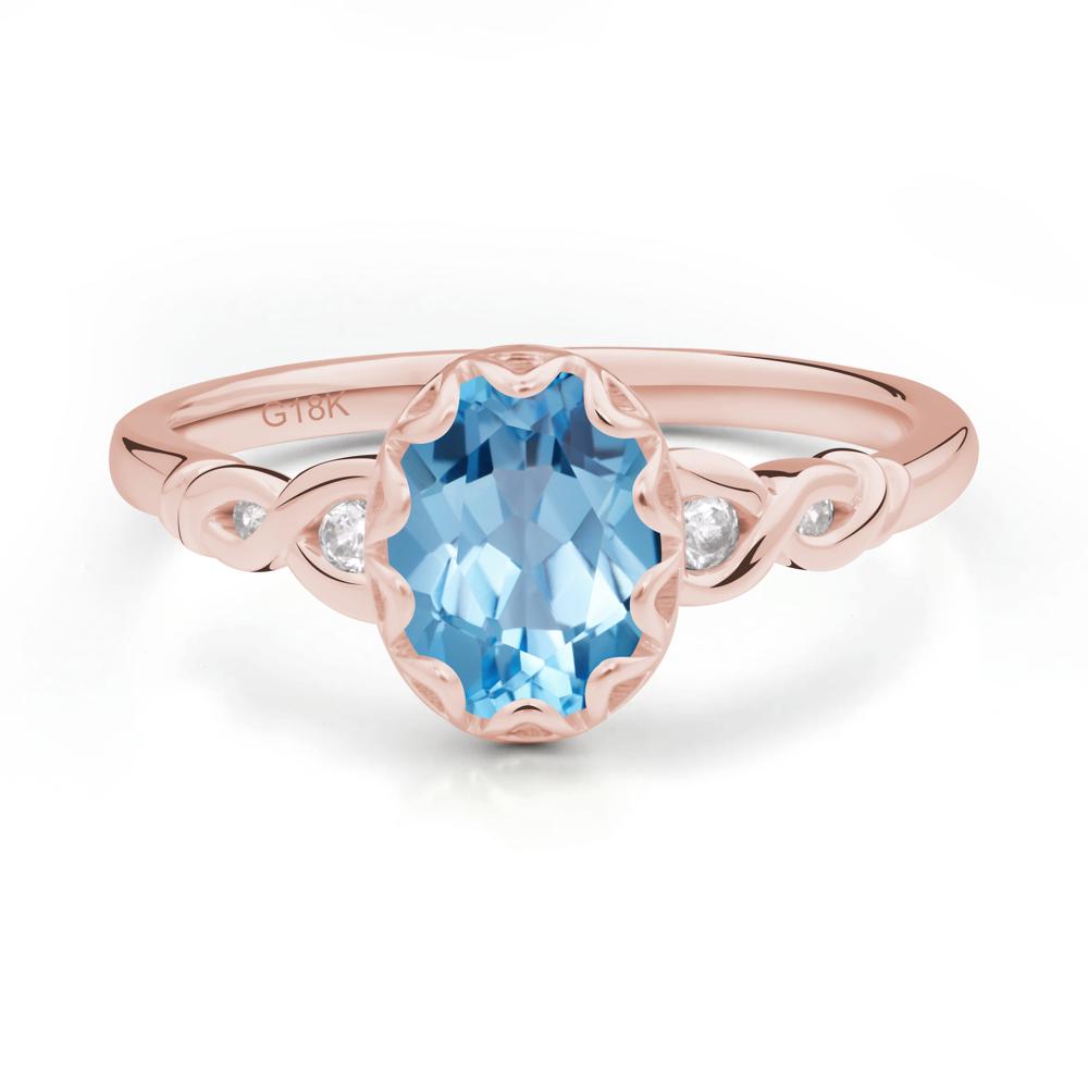 Swiss Blue Topaz Vintage Oval Engagement Ring - LUO Jewelry #metal_18k rose gold