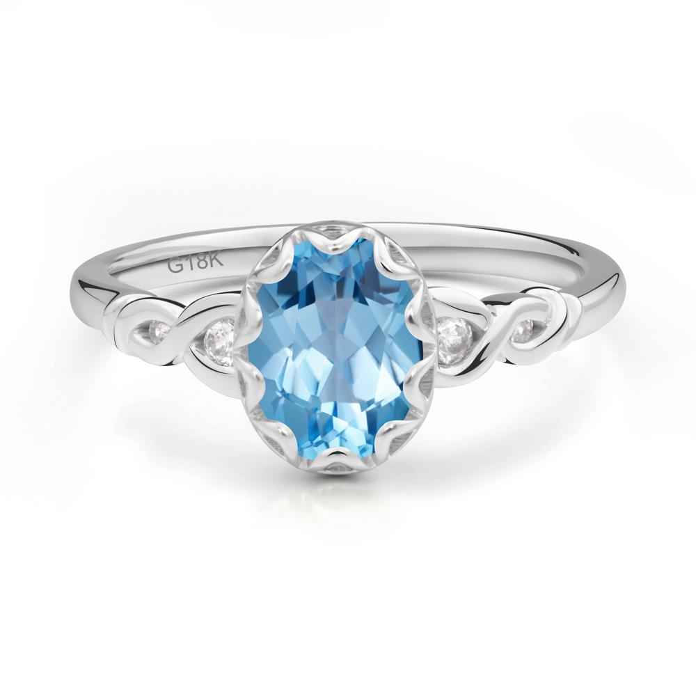 Swiss Blue Topaz Vintage Oval Engagement Ring - LUO Jewelry #metal_18k white gold