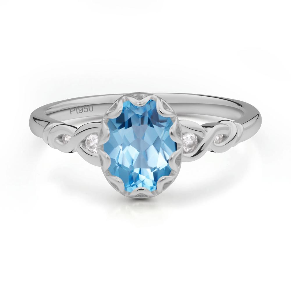 Swiss Blue Topaz Vintage Oval Engagement Ring - LUO Jewelry #metal_platinum