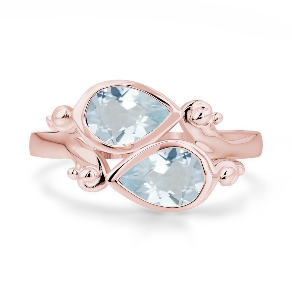 Aquamarine Two Stone Bezel Set Ring - LUO Jewelry #metal_18k rose gold