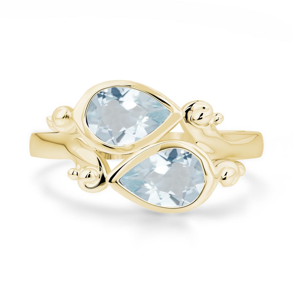 Aquamarine Two Stone Bezel Set Ring - LUO Jewelry #metal_18k yellow gold