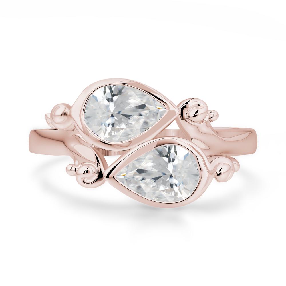 Cubic Zirconia Two Stone Bezel Set Ring - LUO Jewelry #metal_14k rose gold