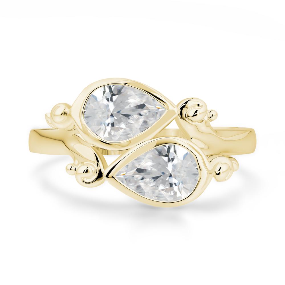 Cubic Zirconia Two Stone Bezel Set Ring - LUO Jewelry #metal_18k yellow gold