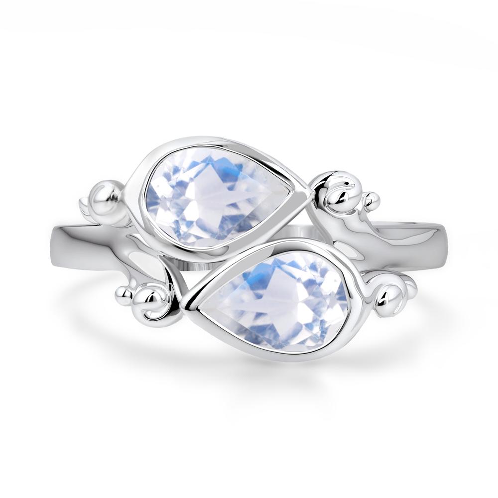 Moonstone Two Stone Bezel Set Ring - LUO Jewelry #metal_sterling silver