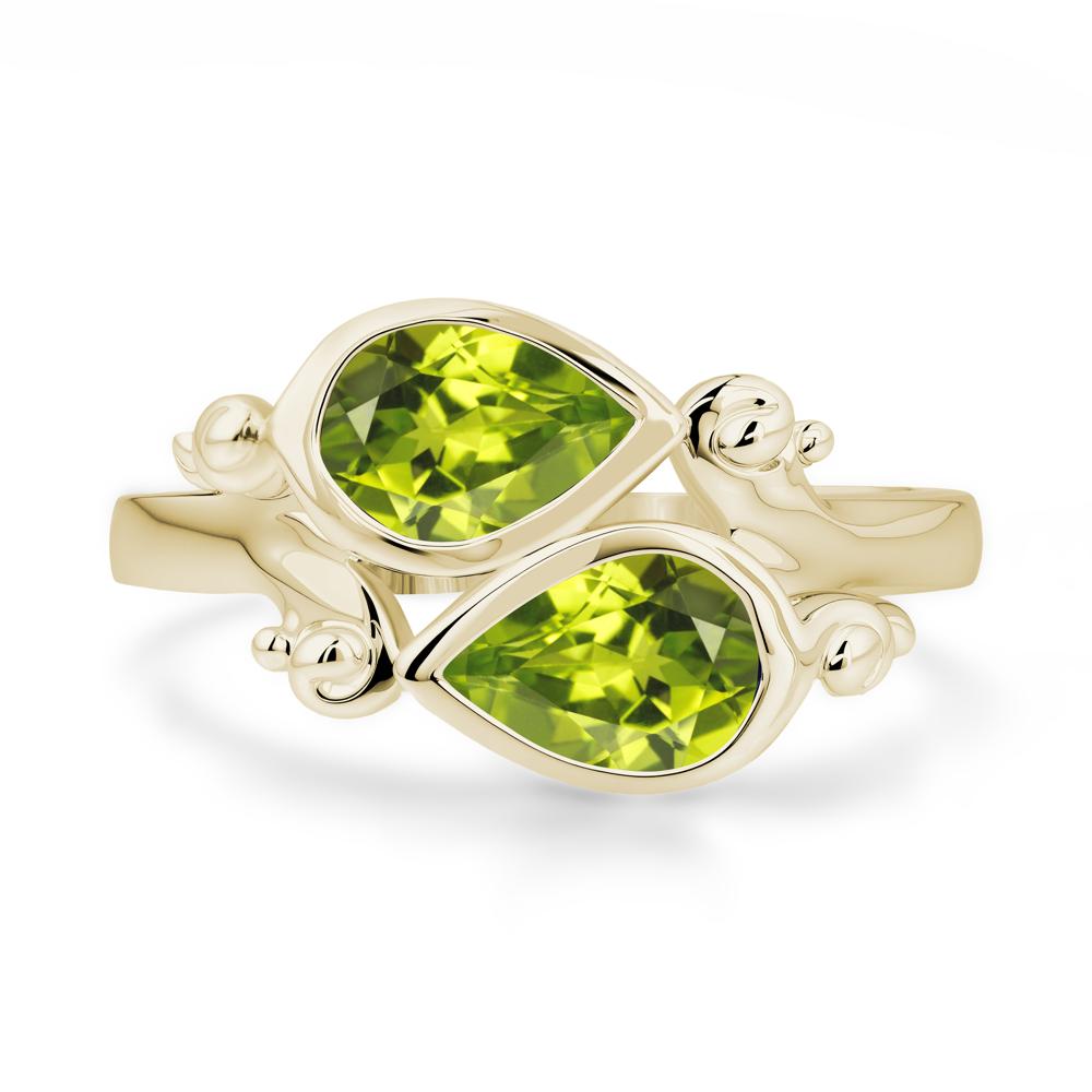 Peridot Two Stone Bezel Set Ring - LUO Jewelry #metal_14k yellow gold