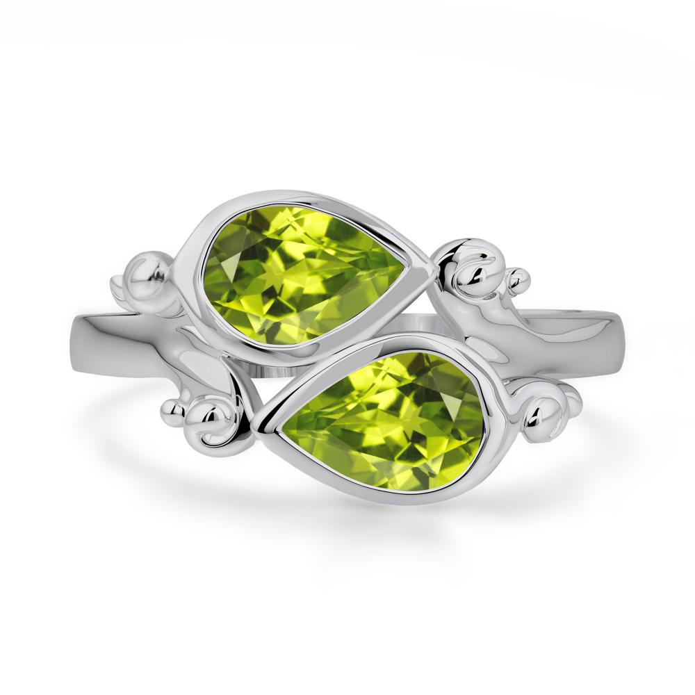 Peridot Two Stone Bezel Set Ring - LUO Jewelry #metal_platinum