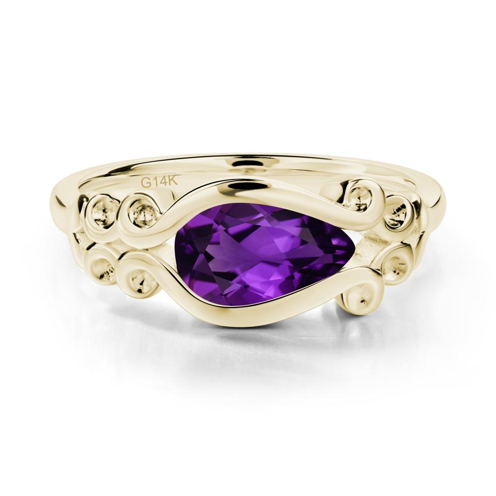 Amethyst Scrollwork Ring - LUO Jewelry #metal_14k yellow gold