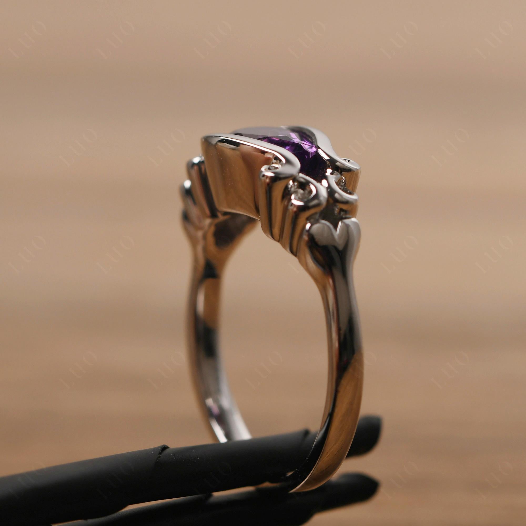 Amethyst Scrollwork Ring - LUO Jewelry 