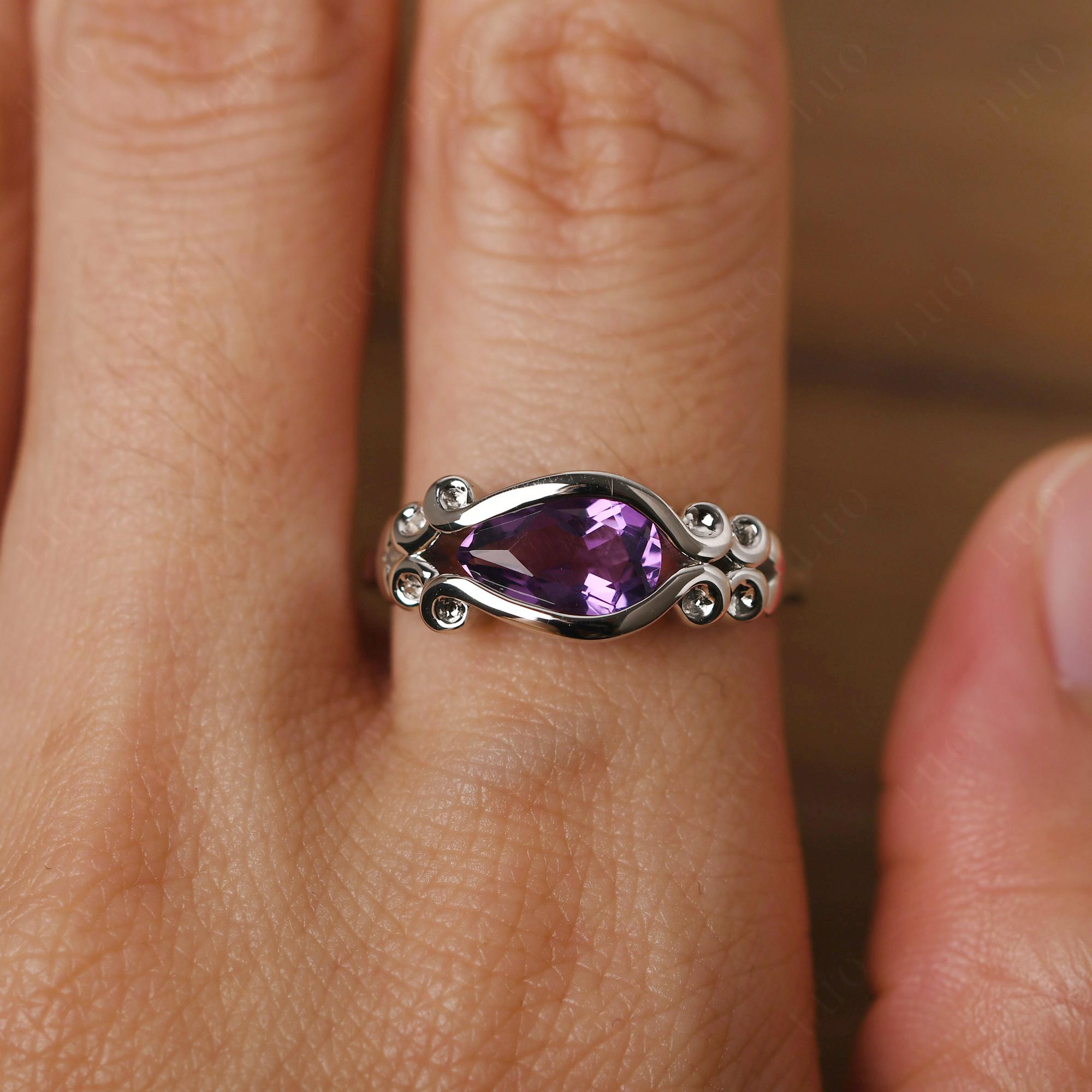 Amethyst Scrollwork Ring - LUO Jewelry 