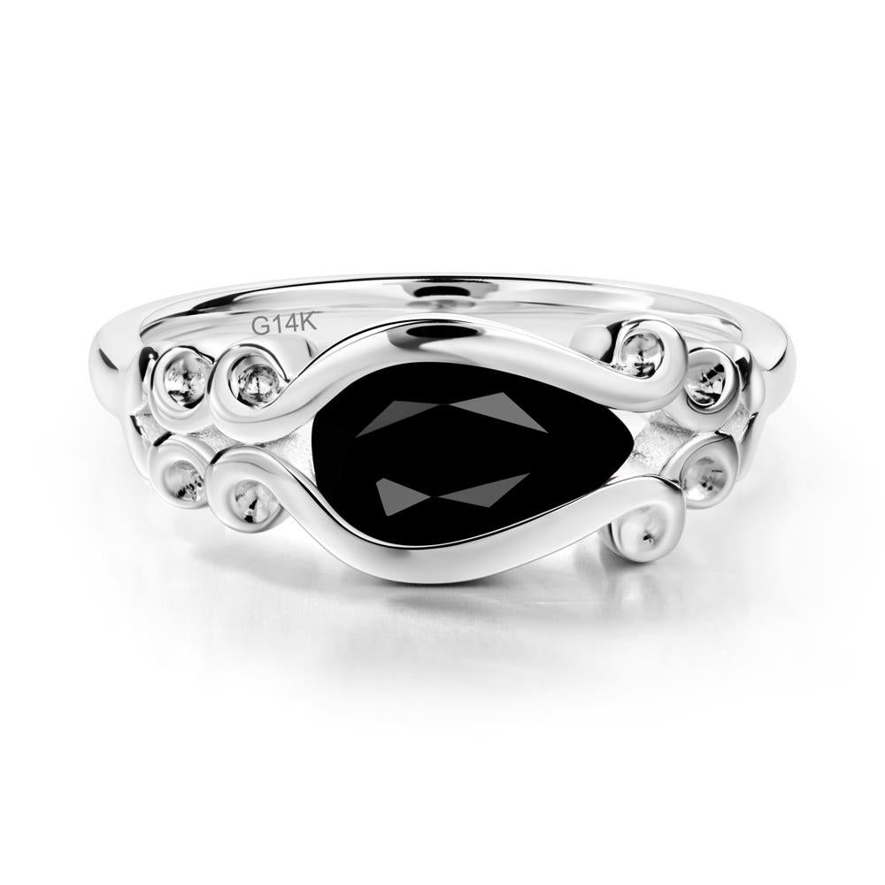 Black Spinel Scrollwork Ring - LUO Jewelry #metal_14k white gold