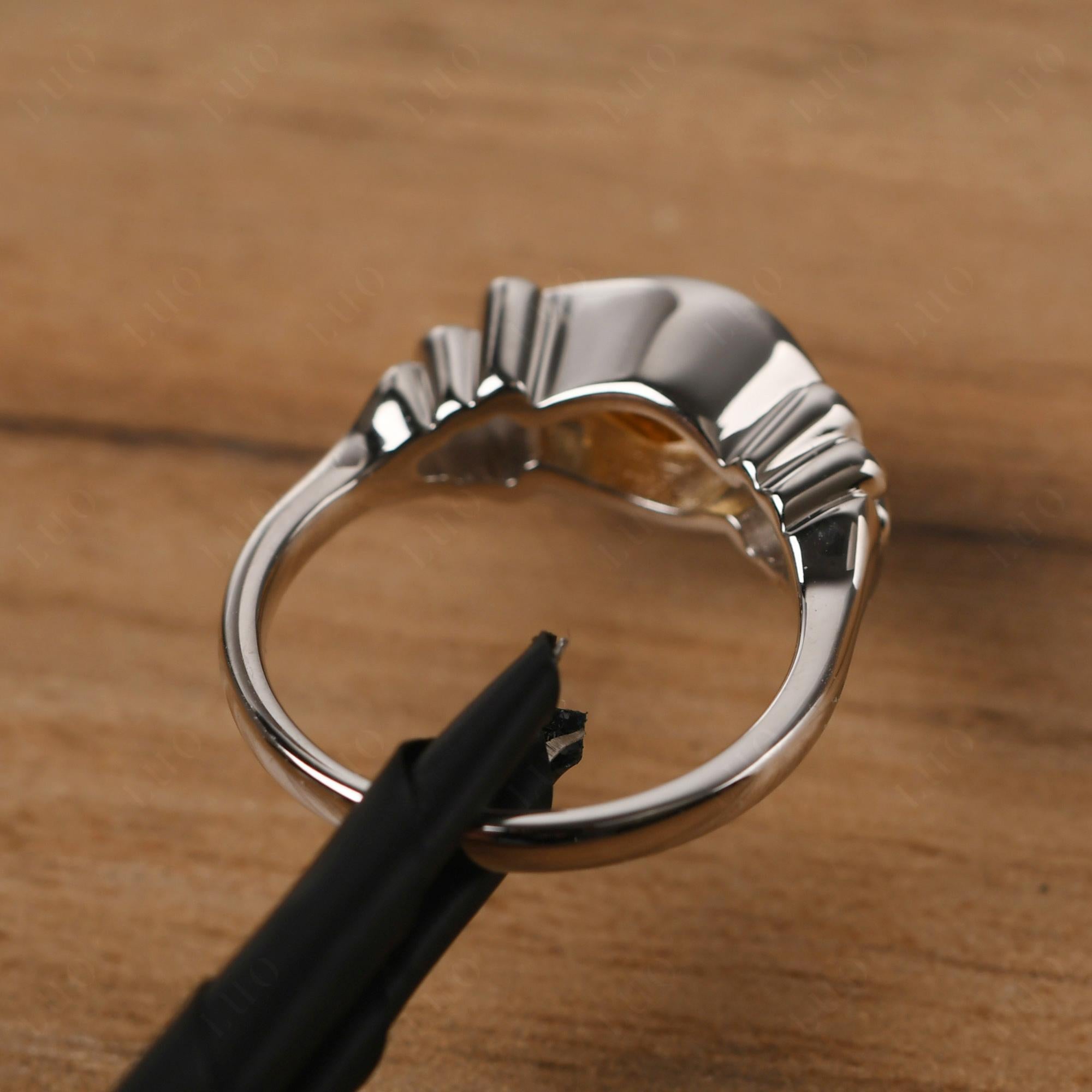 Pear Shaped Citrine Scroll Ring - LUO Jewelry 