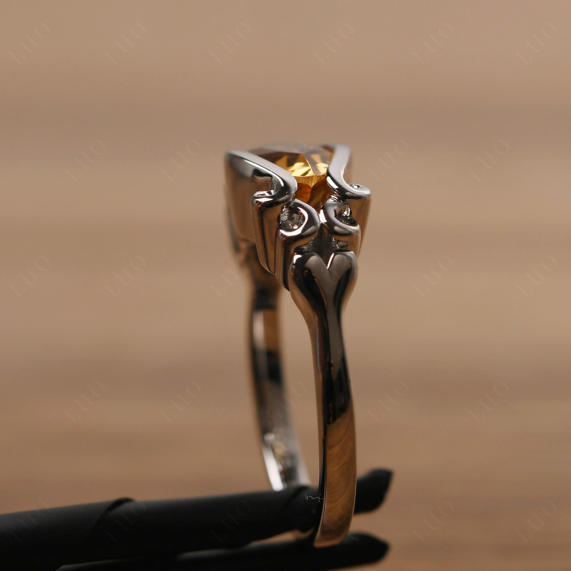 Pear Shaped Citrine Scroll Ring - LUO Jewelry 