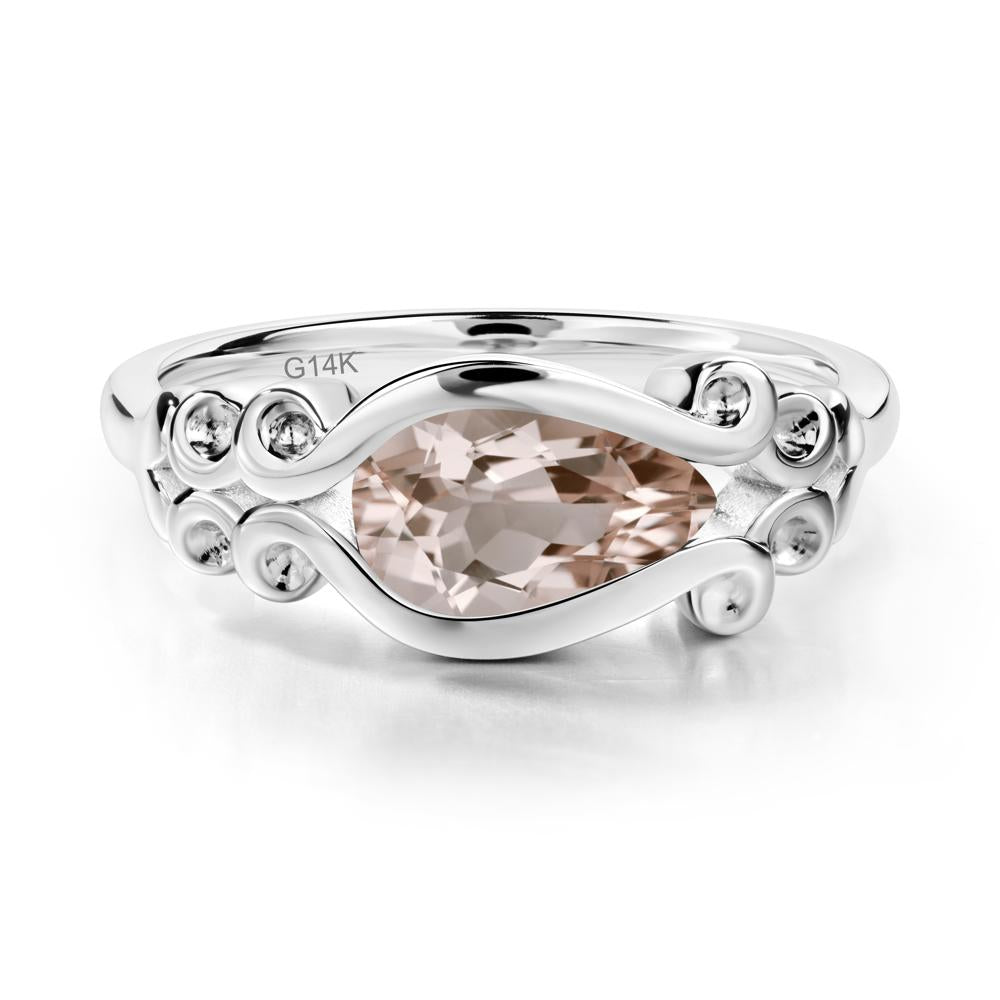 Morganite Scrollwork Ring - LUO Jewelry #metal_14k white gold