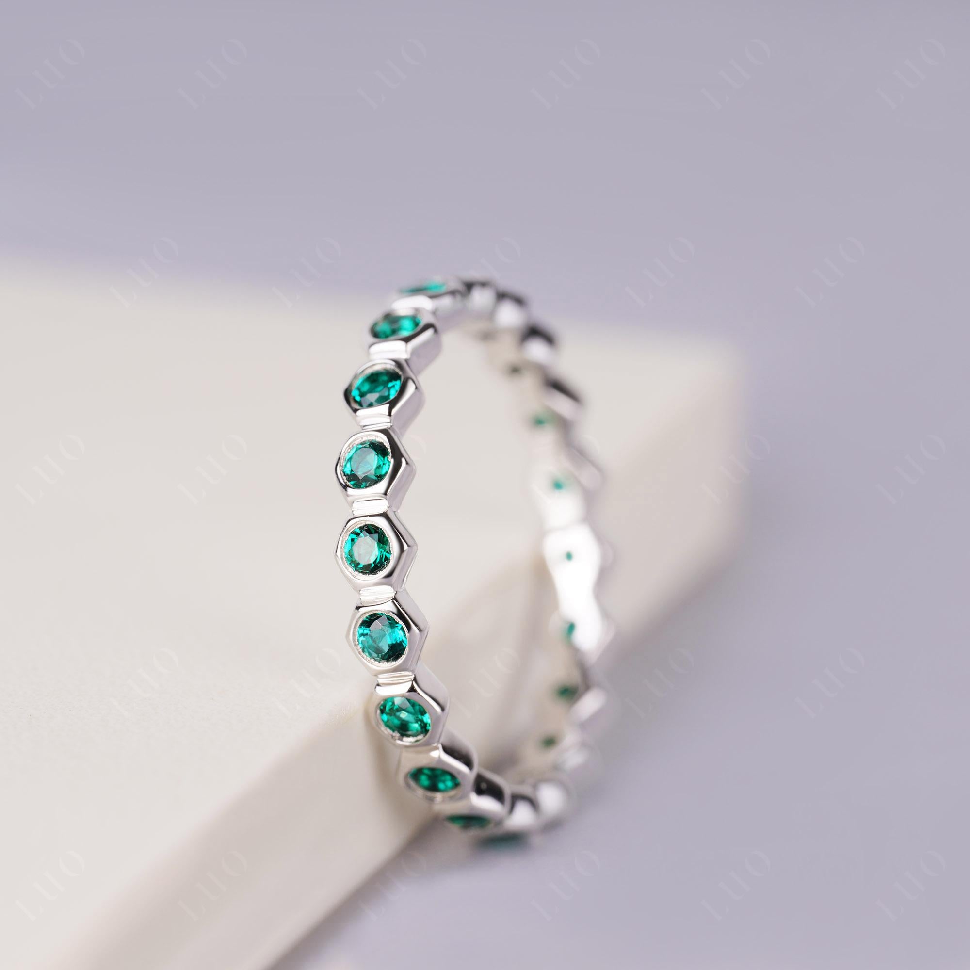 Emerald Hexagon Band Ring | LUO Jewelry