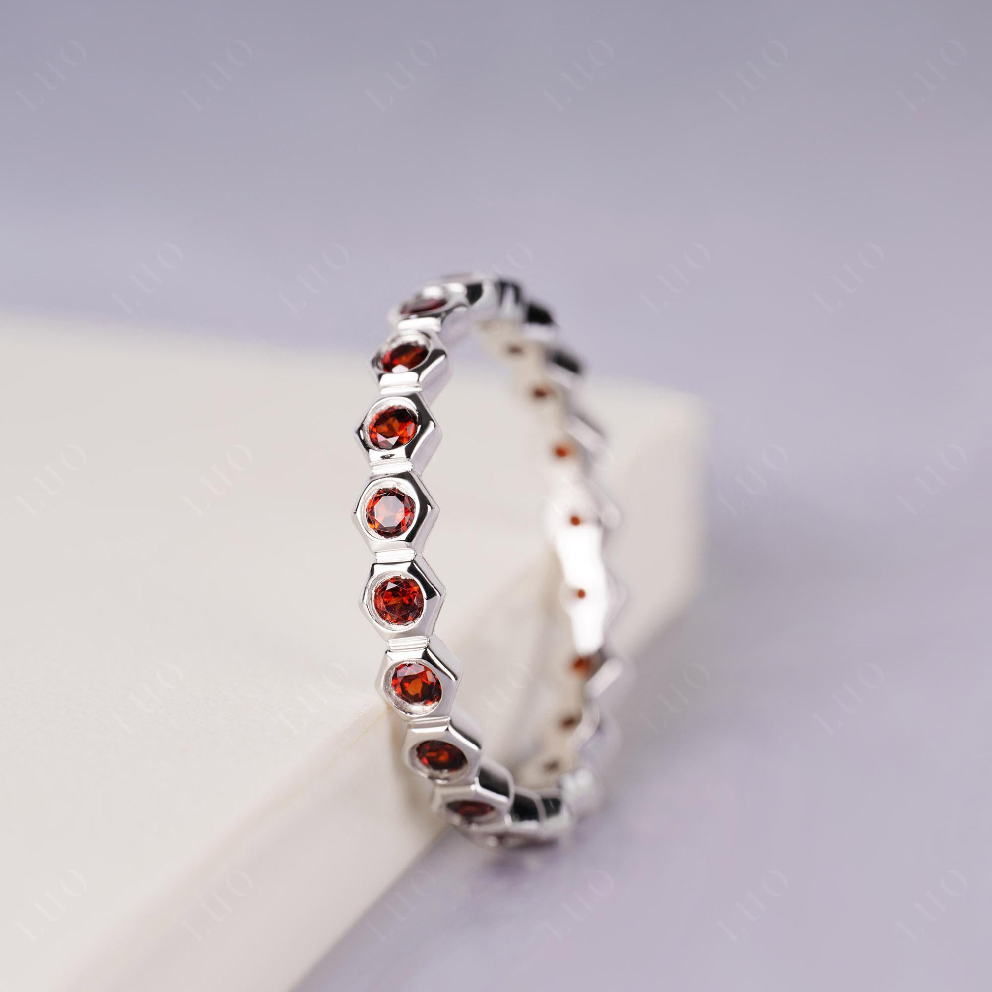Garnet Hexagon Wedding Ring | LUO Jewelry
