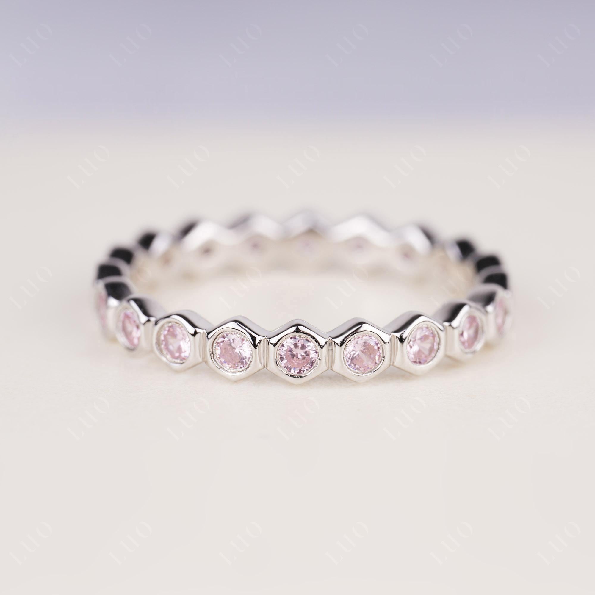 Pink Cubic Zirconia Hexagon Wedding Ring | LUO Jewelry