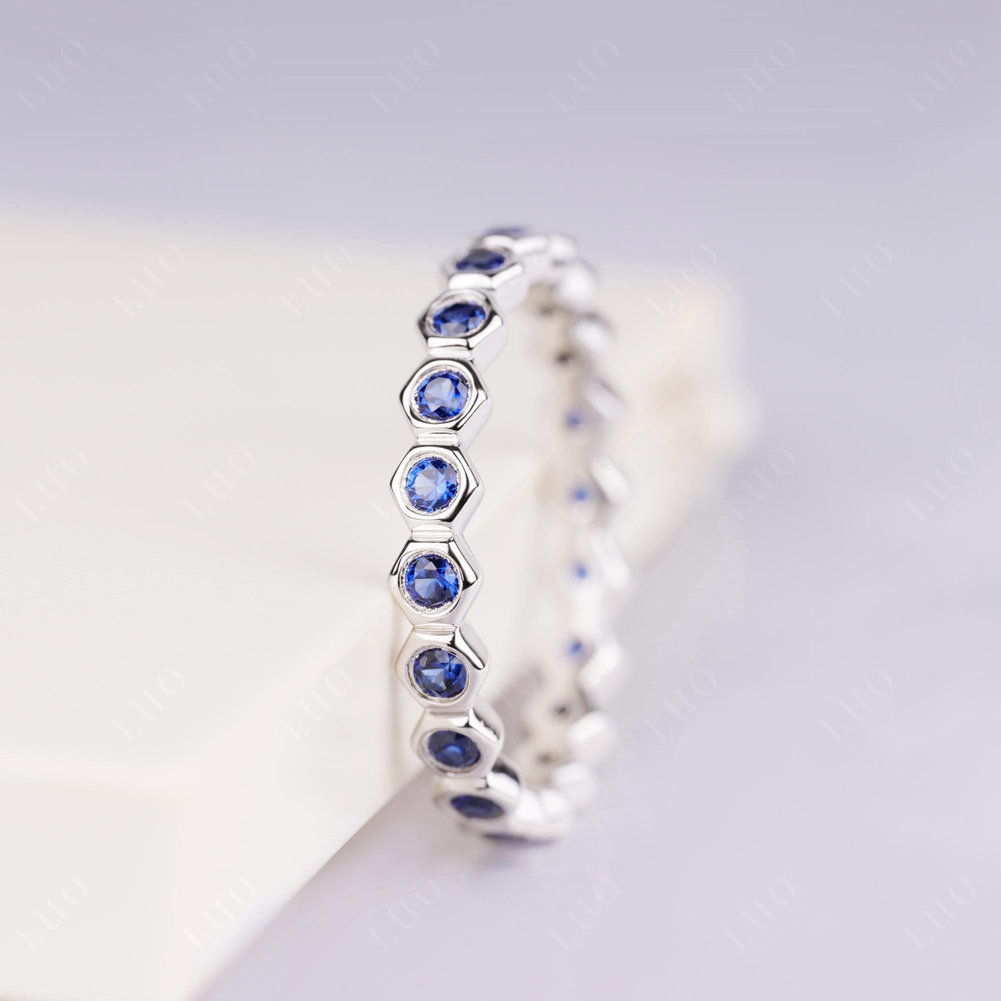 Sapphire Hexagon Wedding Ring | LUO Jewelry
