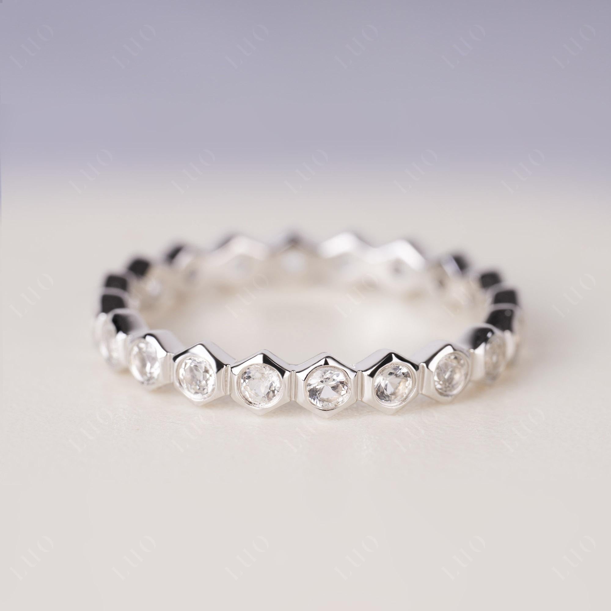 White Topaz Honeycomb Ring | LUO Jewelry