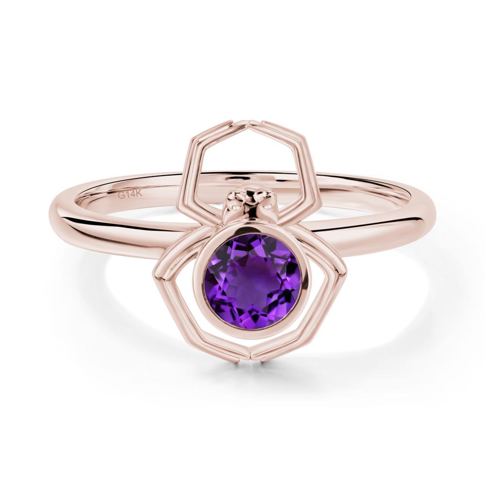 Amethyst Bezel Set Spider Ring - LUO Jewelry #metal_14k rose gold