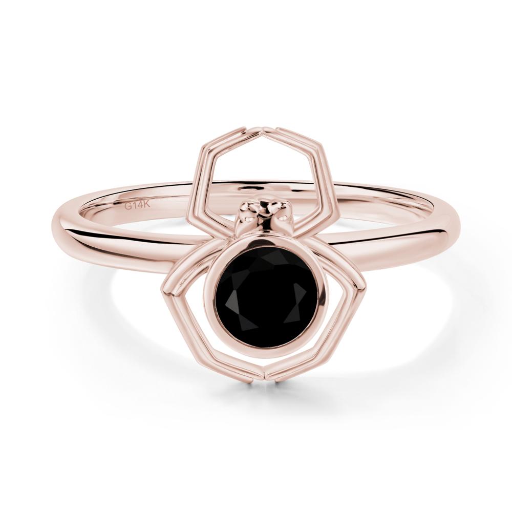 Black Spinel Bezel Set Spider Ring - LUO Jewelry #metal_14k rose gold