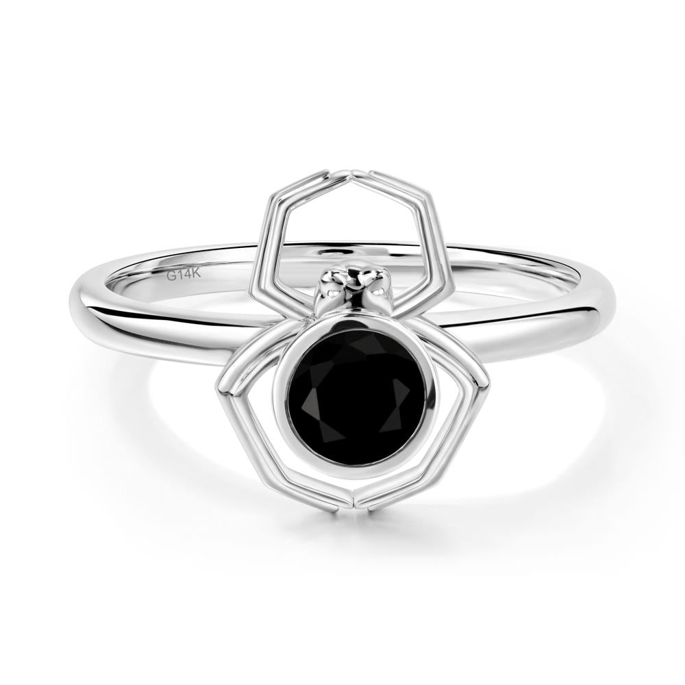Black Spinel Bezel Set Spider Ring - LUO Jewelry #metal_14k white gold