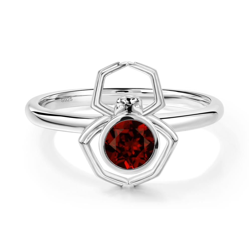 Garnet Bezel Set Spider Ring - LUO Jewelry #metal_sterling silver