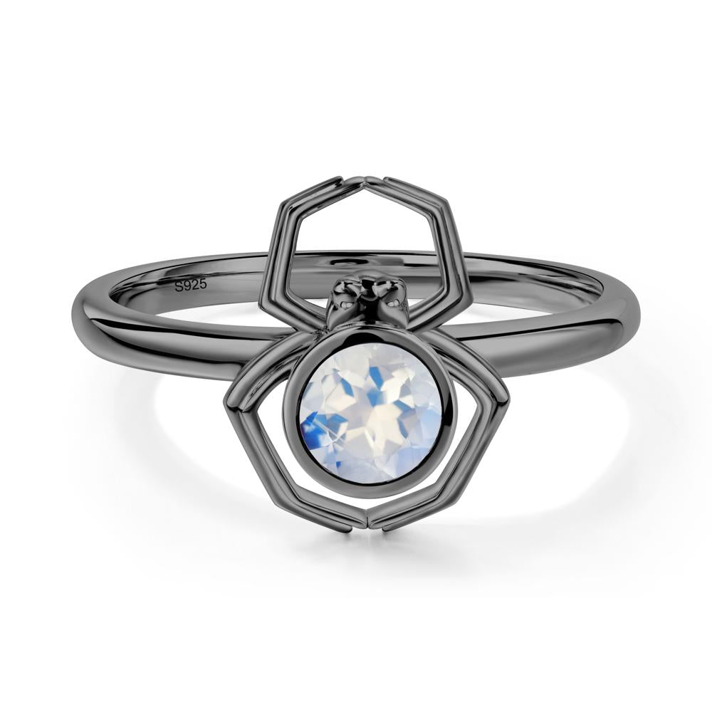 Moonstone Bezel Set Spider Ring - LUO Jewelry #metal_black finish sterling silver