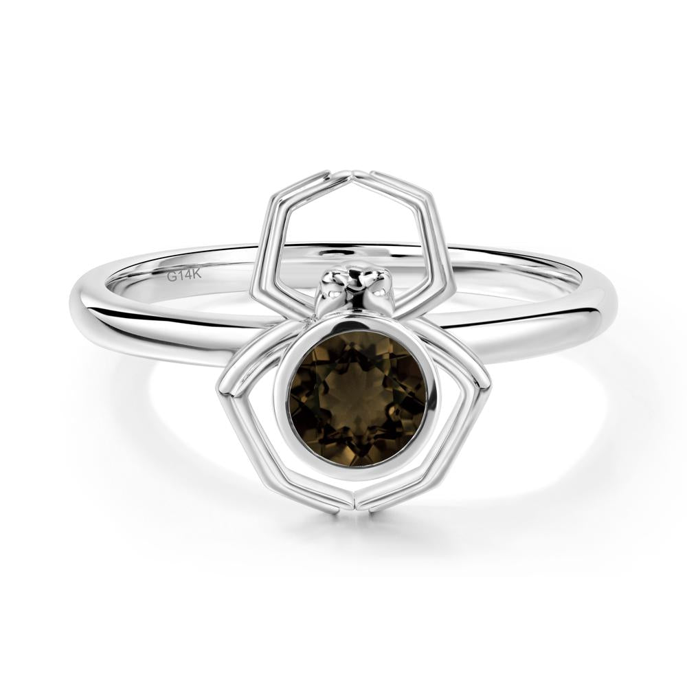 Smoky Quartz Bezel Set Spider Ring - LUO Jewelry #metal_14k white gold