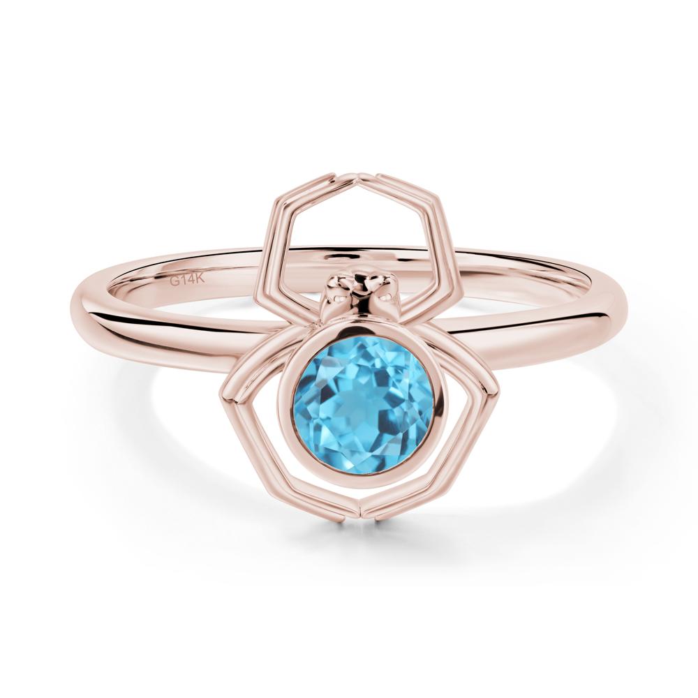 Swiss Blue Topaz Bezel Set Spider Ring - LUO Jewelry #metal_14k rose gold