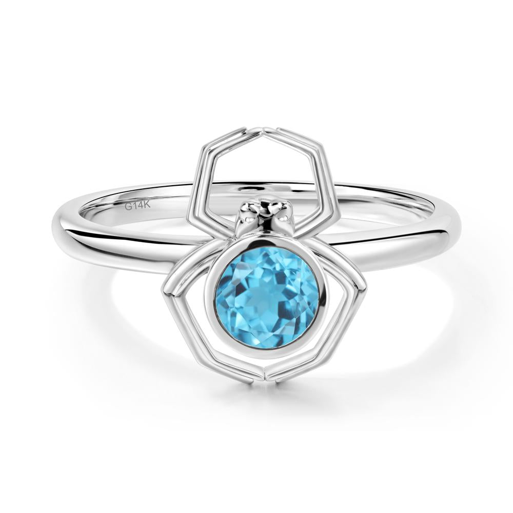 Swiss Blue Topaz Bezel Set Spider Ring - LUO Jewelry #metal_14k white gold