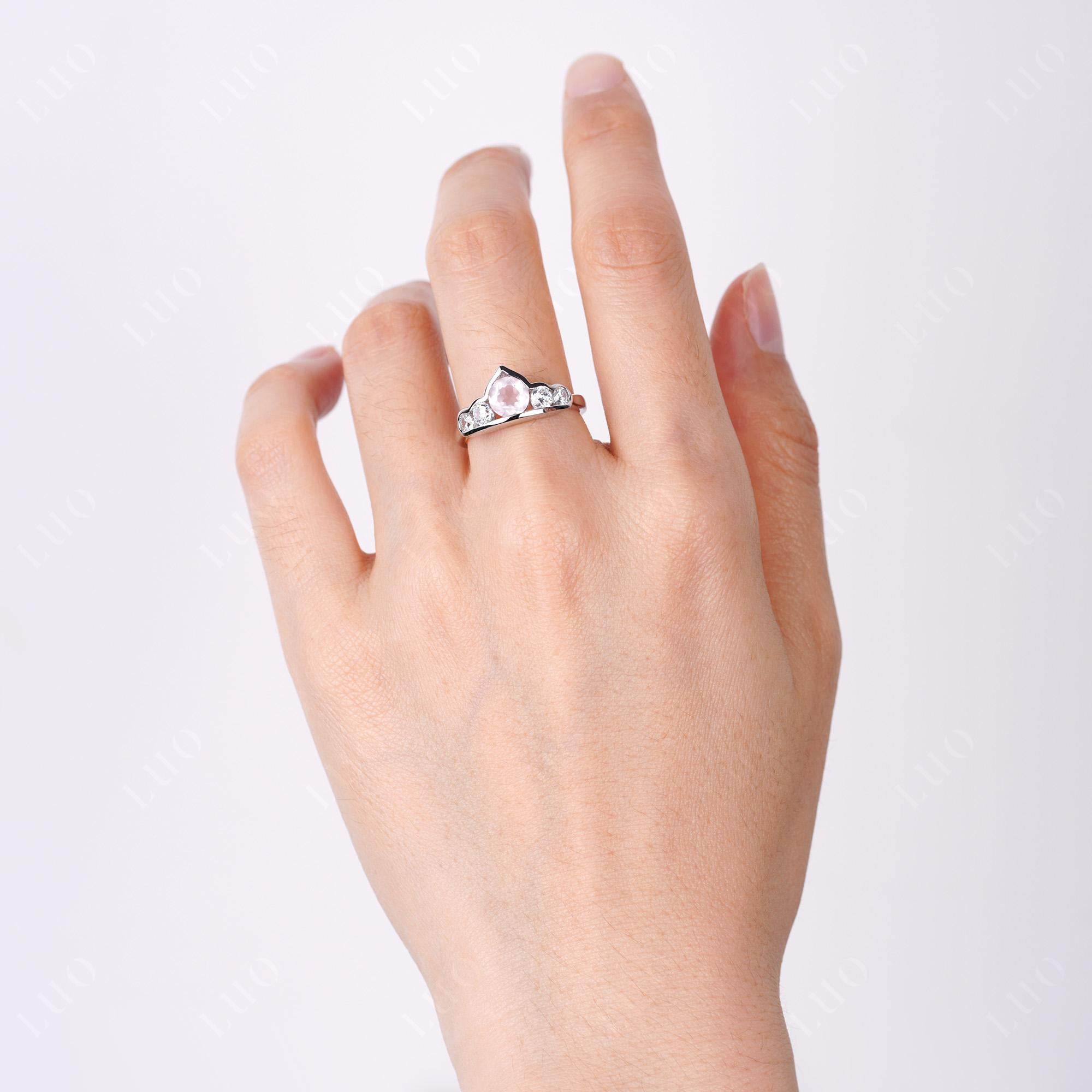 Vintage Rose Quartz Cluster Ring Yellow Gold - LUO Jewelry