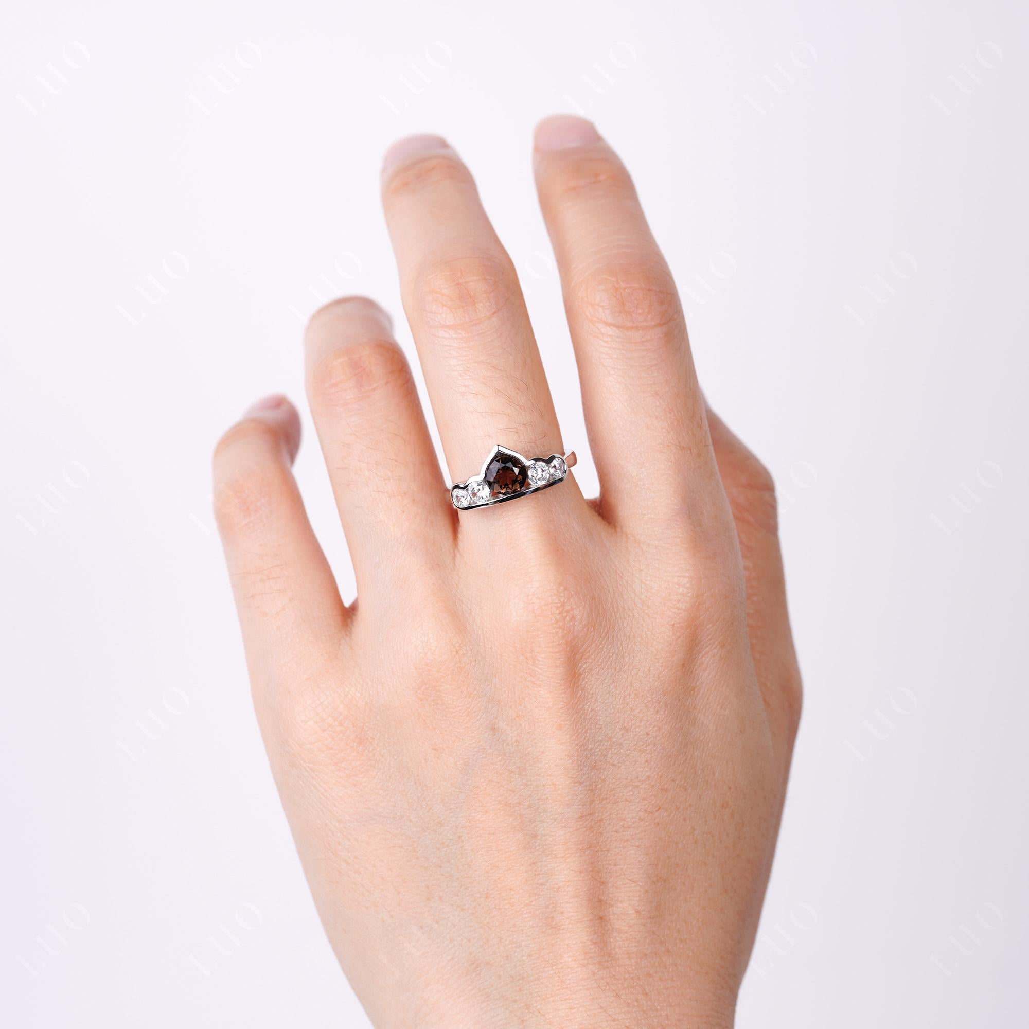 Vintage Smoky Quartz  Cluster Ring Yellow Gold - LUO Jewelry