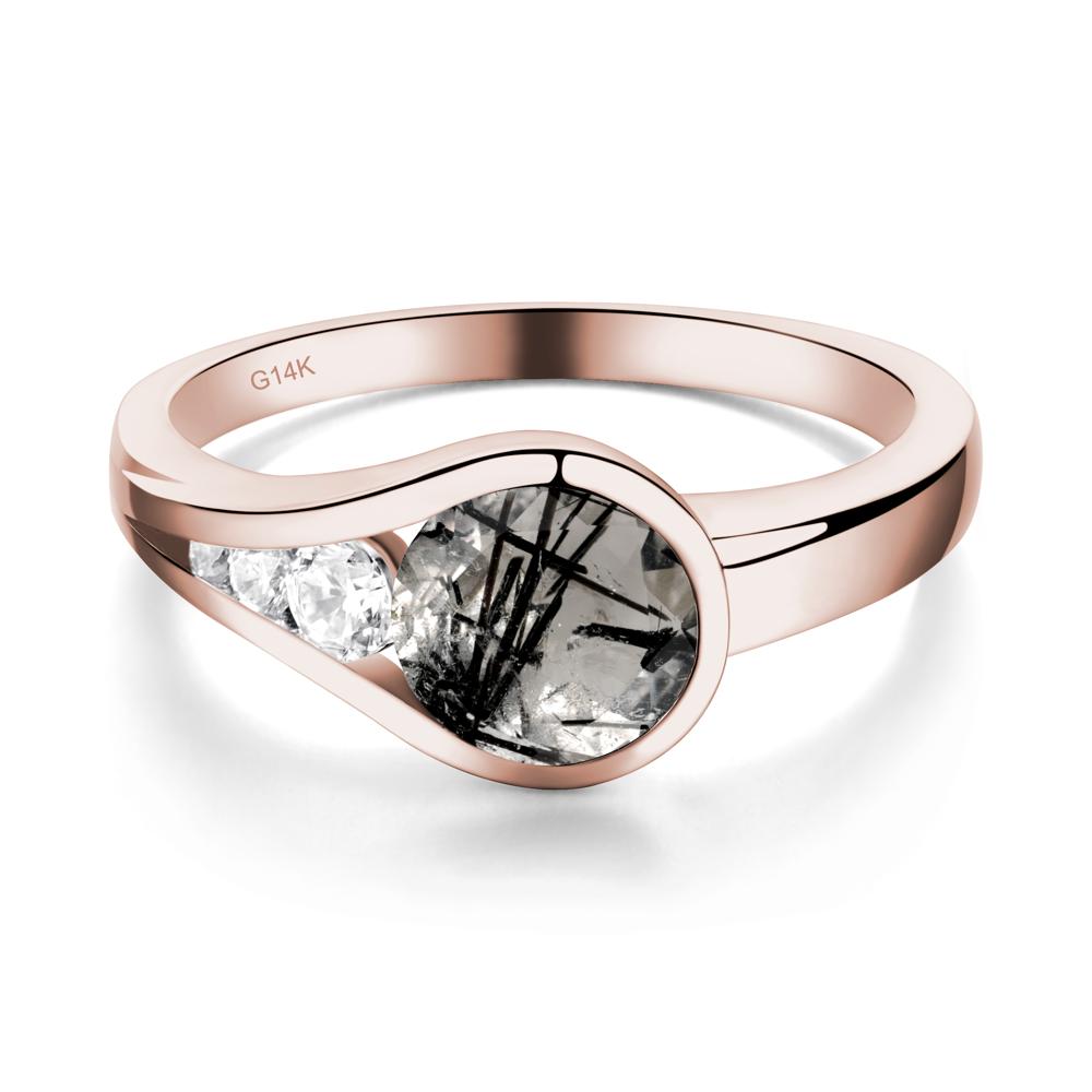Black Rutilated Quartz Rupert's Drop Ring - LUO Jewelry #metal_14k rose gold