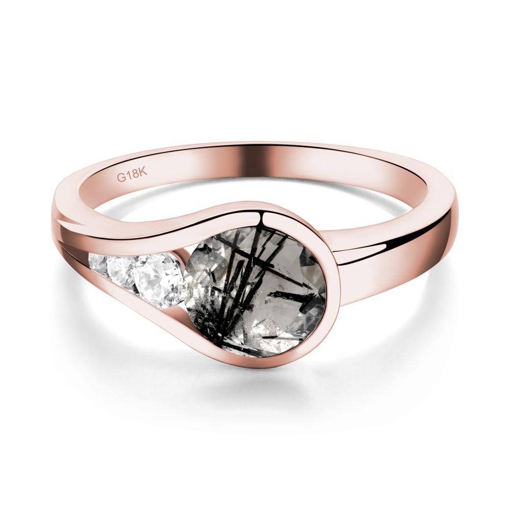 Black Rutilated Quartz Rupert's Drop Ring - LUO Jewelry #metal_18k rose gold