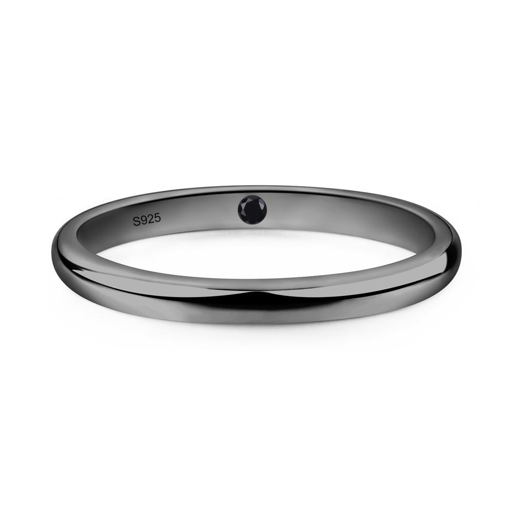 Black Spinel Plain Band Ring - LUO Jewelry #metal_black finish sterling silver