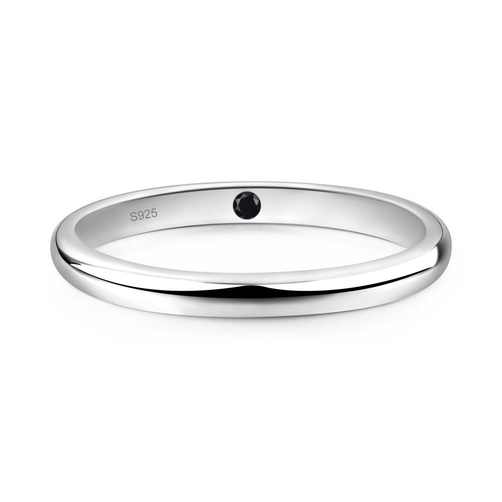 Black Spinel Plain Band Ring - LUO Jewelry #metal_sterling silver
