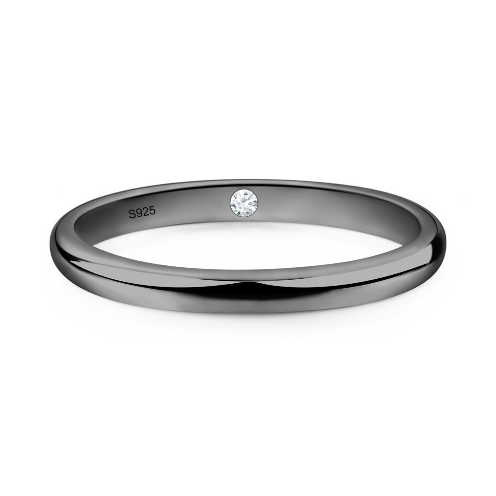 Diamond Plain Band Ring - LUO Jewelry #metal_black finish sterling silver