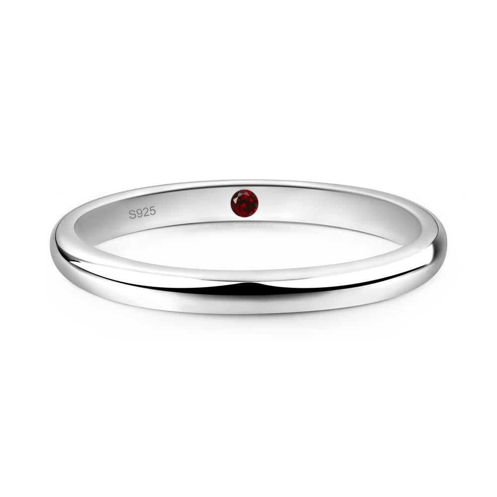 Garnet Plain Band Ring - LUO Jewelry #metal_sterling silver