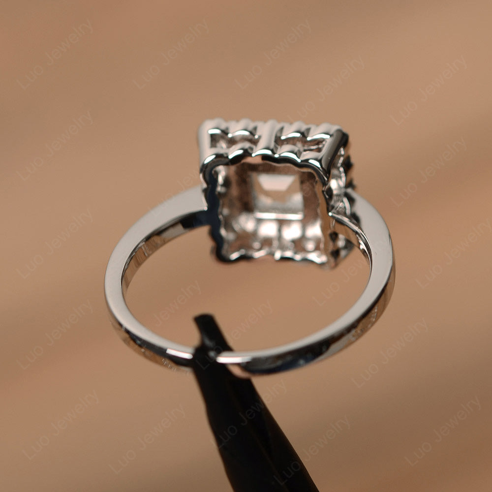 Square Cut Bezel White Topaz Halo Ring Silver - LUO Jewelry
