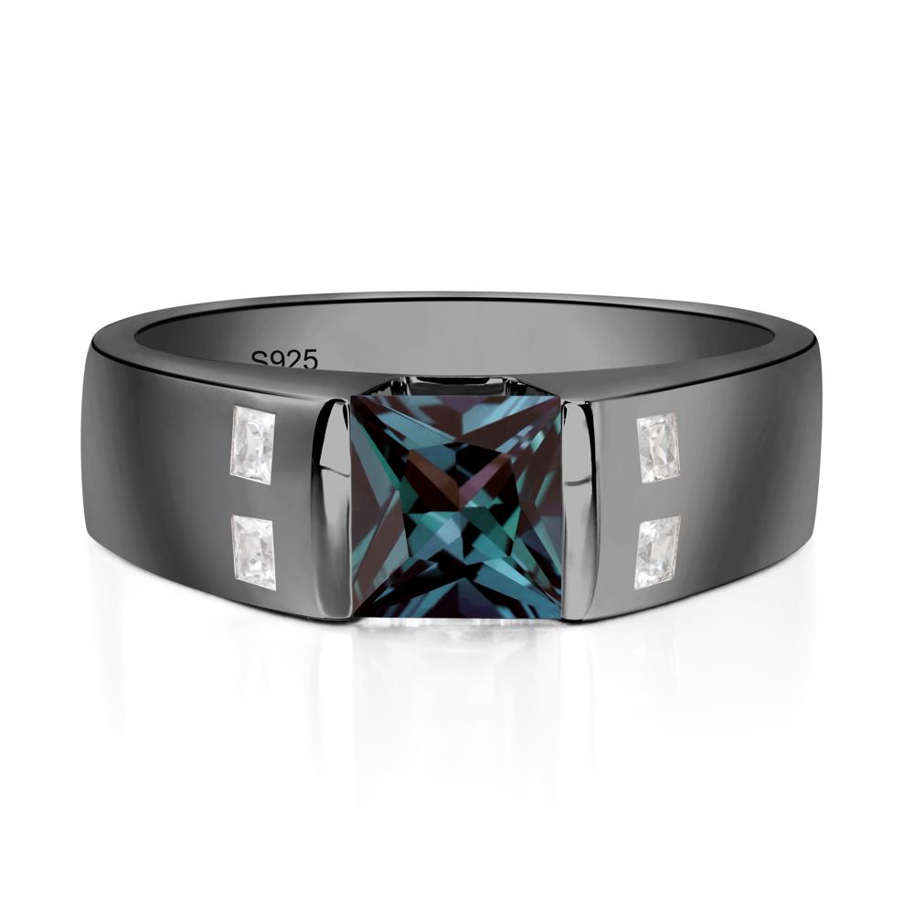 Alexandrite Band Ring for Men - LUO Jewelry #metal_black finish sterling silver