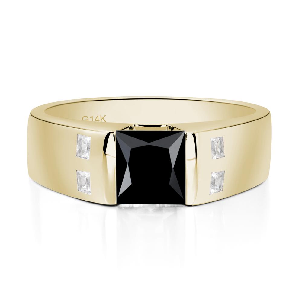 Black Spinel Band Ring for Men - LUO Jewelry #metal_14k yellow gold