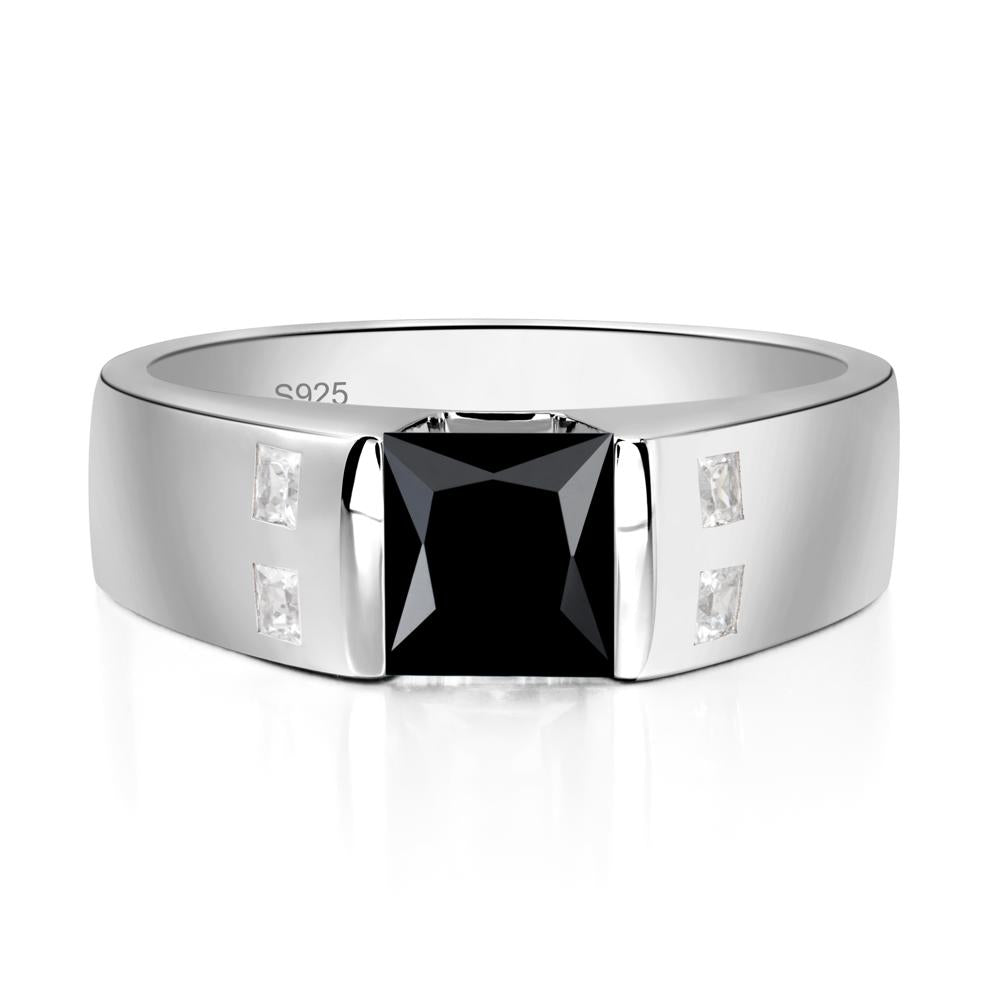 Black Spinel Band Ring for Men - LUO Jewelry #metal_sterling silver