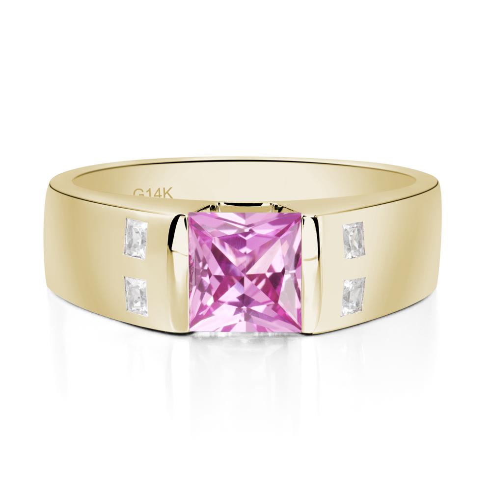 Pink Sapphire Band Ring for Men - LUO Jewelry #metal_14k yellow gold
