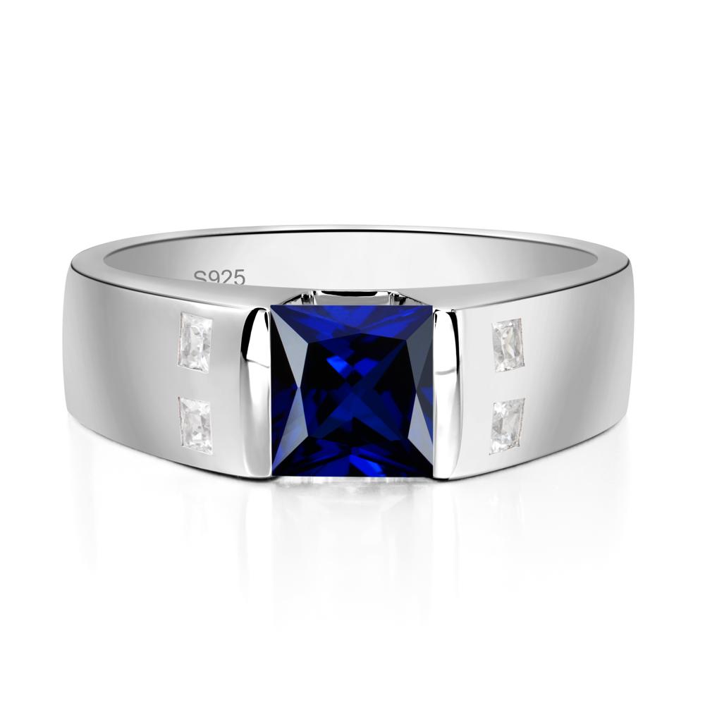 Men'S Princess Cut Sapphire Ring - LUO Jewelry #metal_sterling silver