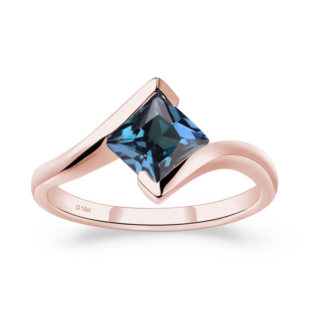 Princess Cut Alexandrite Bypass Ring - LUO Jewelry #metal_18k rose gold