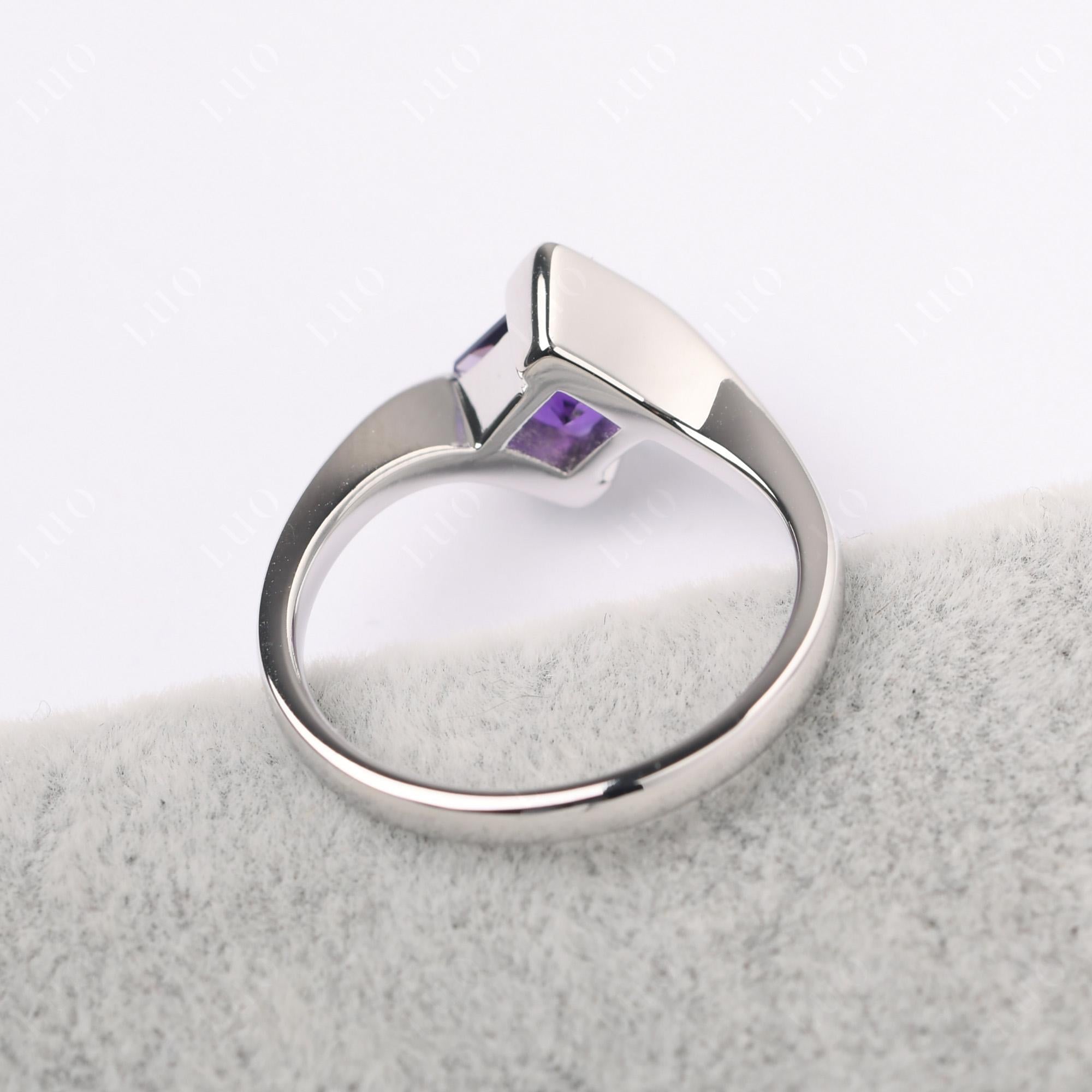Amethyst Tension Setting Ring - LUO Jewelry 