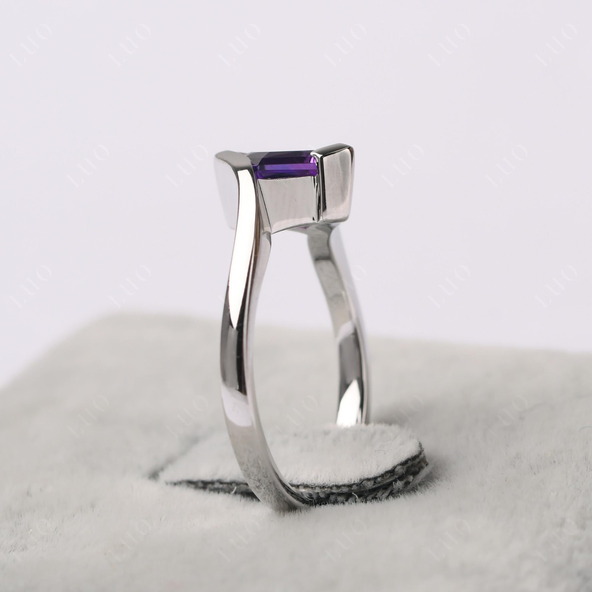 Amethyst Tension Setting Ring - LUO Jewelry 
